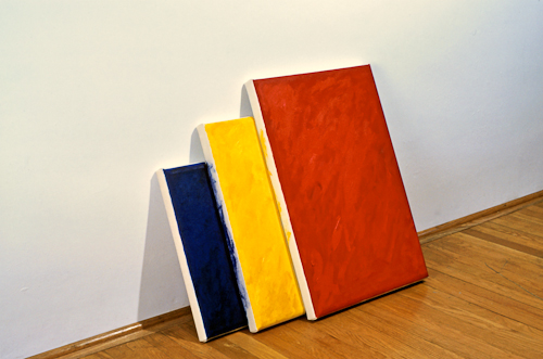 Red Yellow Blue Leaning Canvases