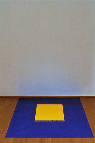Yellow Canvas on Blue Paper